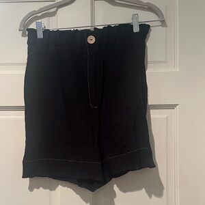 Zara Black High Waist Shorts with Button Detail